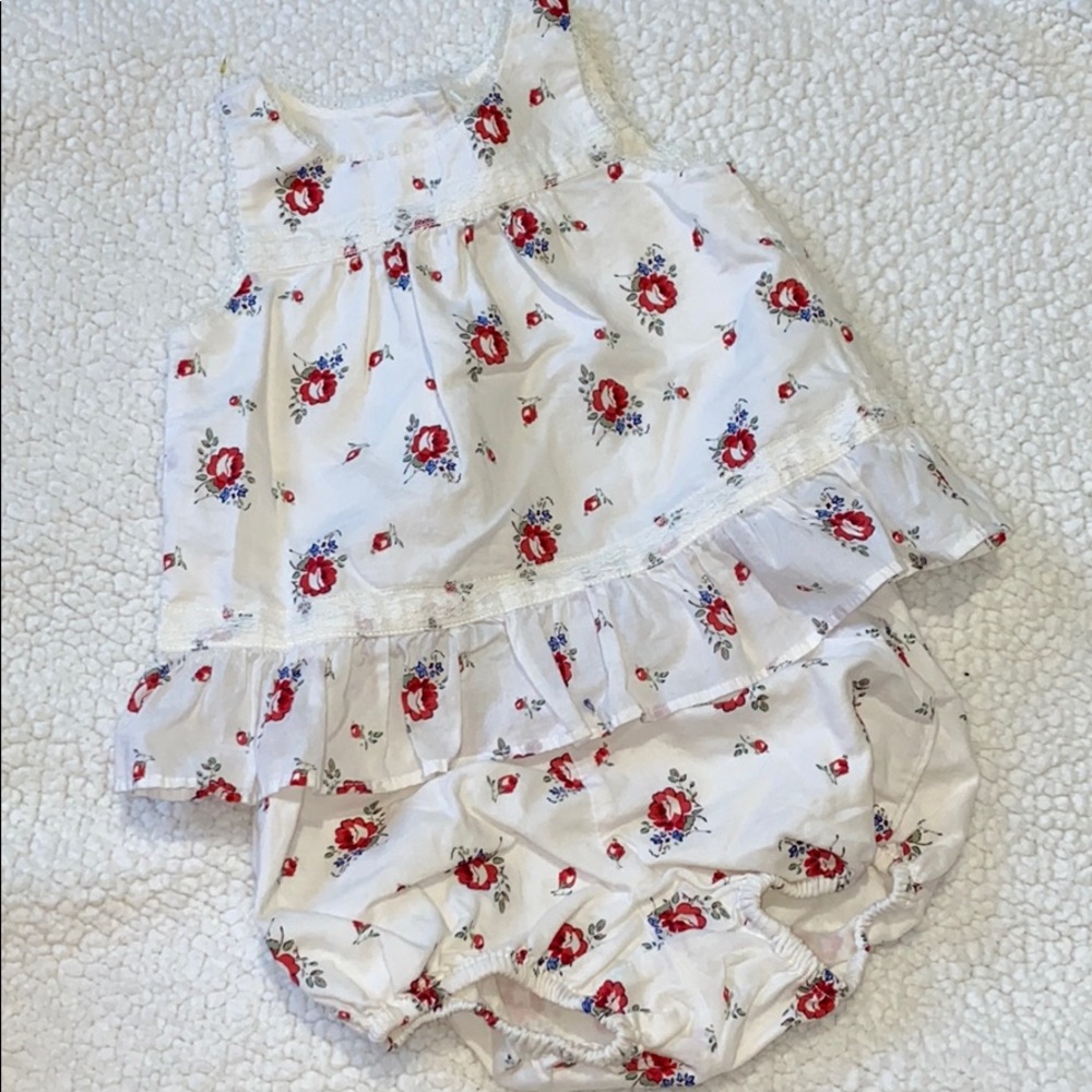 Baby Gap floral, open back , two piece romper